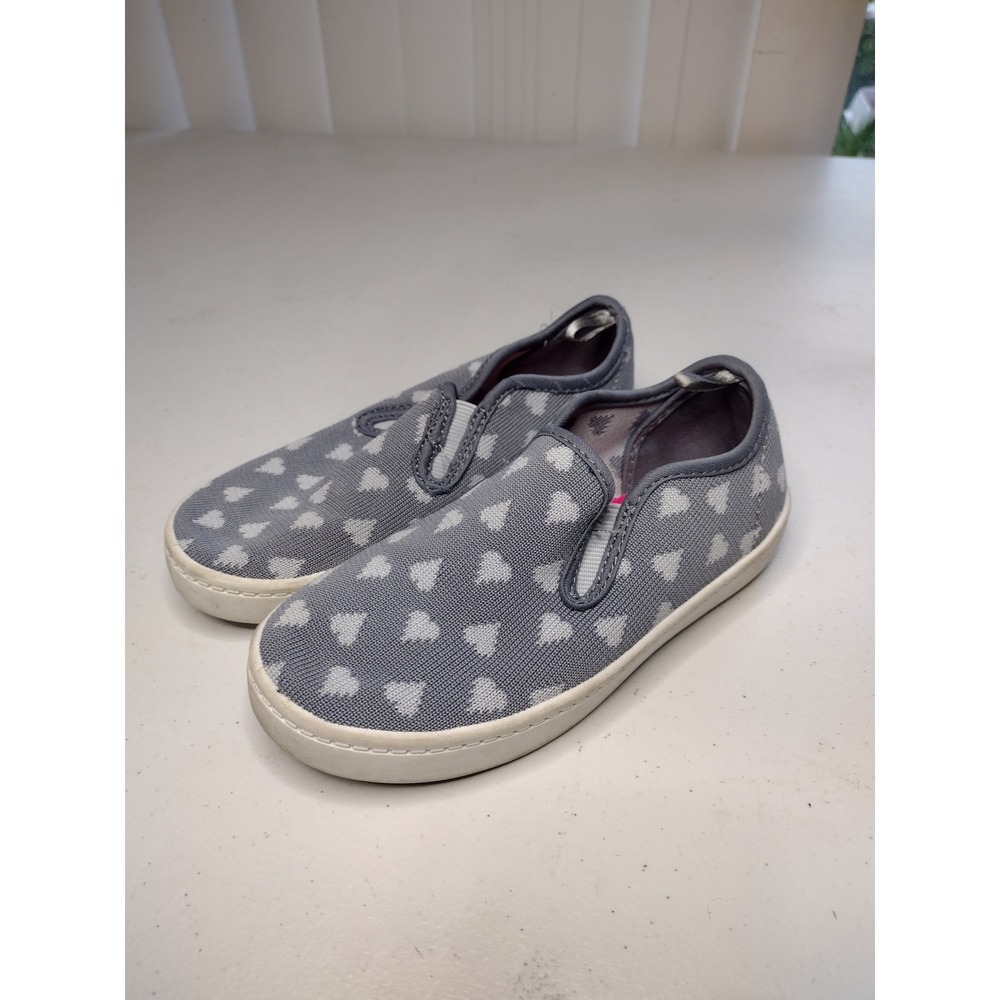 Carters Nettie Girls Grey Heart‎ Print Recycled Knit Slip On Sneakers Size 12
